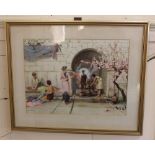 After Henry Ryland, classical figures washing clothes beside a well, colour print, 32cm by 43cm