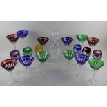 A harlequin set of twelve Waterford cocktail glasses, together with six similar hock glasses (no