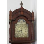 A reproduction mahogany longcase clock arched gilt metal dial with Moon phases, chiming movement,