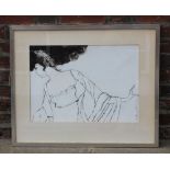 Anthony J Hudson, figure in white, oil, signed and dated 73, 35cm by 50cm