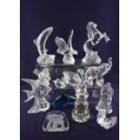 A collection of Waterford and other crystal paperweights and ornaments to include a Waterford