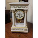 A Franklin Mint porcelain 'Empress Josephine' portico clock decorated with pink roses, the