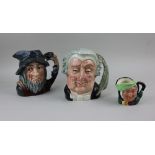 Three Royal Doulton character jugs comprising Rip Van Winkle and The Lawyer and a smaller model of