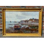 James Townshend RBA, 'An Old World Fishing Village, Bosham', oil on canvas, signed, verso paper