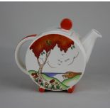 A Wedgwood porcelain limited edition Clarice Cliff design 'Orange Taormina' teapot, no 88 of 100