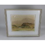 Ernest Savage, landscape view towards hills, watercolour, signed in pencil, 25cm by 34.5cm