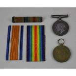 A pair of First World War War and Victory medals awarded to 206170 PTE G A SANDERS MIDD'X R
