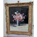 LOT WITHDRAWN Elizabeth King, still life, 'Anemones', watercolour, signed, verso paper label for Al