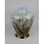 A Cobridge stoneware baluster vase decorated with potbanks, verso label marked 'Seconds' 26cm