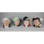 Four Royal Doulton character jugs comprising Sairy Gamp, The Lawyer, Town Crier and Gone Away