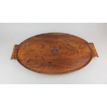 An oval wooden tray decorated with the insignia of the 3rd Gurkha Rifles 60cm