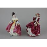 Two Royal Doulton porcelain figures of ladies comprising Top o' the Hill and Southern Belle