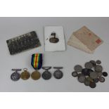Two First World War medal groups comprising a War medal, Victory medal and Meritorious Service medal