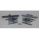 A collection of six Tri-ang Minic models of Naval vessels to include P700 Invincible Class Carrier