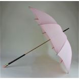 A gilt metal, enamel and rose quartz parasol handle, possibly Austro-Hungarian, of tapering