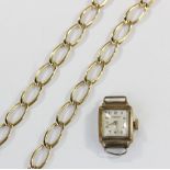 A 9ct gold neck chain 12.9g, together with a lady's 9ct gold Cyma watch 5.5g gross weight