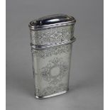A Dutch silver etui with engraved decoration and hinged lid with fitted interior including