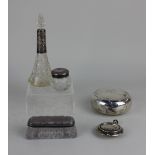 A George V silver compact scent bottle with engraved initials, maker S Blanckensee & Son Ltd,