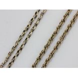 A 9ct gold ropework chain necklace 42cm and a belcher chain neclace, stamped 9K, 39cm total wt. 19.