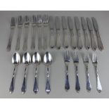 A set of six Danish silver table forks by Heimburger with sceoll and bead detail,12.6oz together