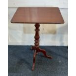 A 19th century mahogany tilt top occasional table rectangular top with rounded corners, turned