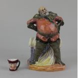A Royal Doulton figure of Falstaff 19cm high, and a miniature Royal Doulton character jug 3.5cm