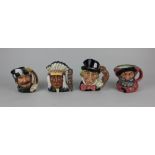 Four small Royal Doulton character jugs; Falstaff, North American Indian, The Trapper and Mad Hatter