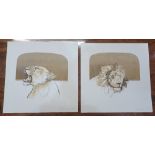 Bryan Organ (b 1935), Lion and Lioness, two lithographs in colours, both signed and dated 1975 in