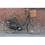 A Pashley 'Princess' lady's bicycle, black framed with Royal Gel saddle, chrome metal bell and