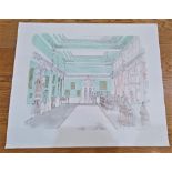 David Gentleman (b 1930), country house interior, lithograph in colours, signed in pencil, 53cm by