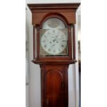 A George III oak cased longcase clock by Gowland, Blyth (Northumberland), the arched painted dial