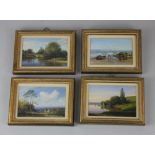 Colin Richens ARMS HS, four miniature paintings comprising 'Christchurch Bay', 'On the Teign Devon',