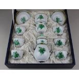 A Herend porcelain 'Chinese Bouquet Green' coffee service comprising coffee pot, milk jug, sugar