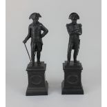 A pair of bronzed metal figures of Napoleon and Frederick the Great 25cm high