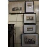 Five 18th and 19th century framed engravings and prints of Sussex and Hampshire houses and views, to