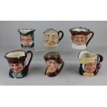 Six Royal Doulton character jugs to include Farmer John, Sairey Gamp Specially Commissioned from