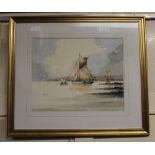 Ken Hammond (British 1948-) On the Medway, sailing vessels, signed, 40cm by 50cm