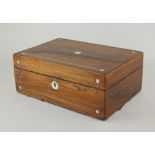 A coromandel and mother of pearl inlaid work box 25cm