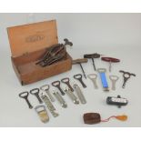 A James Heeley & Sons Ltd 'AI' double lever corkscrew together with a small collection of corkscrews