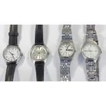 A lady's stainless steel Omega Constellation wristwatch on associated leather strap, together with