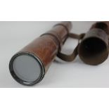 An Edwardian W Watson & Sons military telescope dated 1904, in leather case approximately 123cm