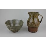 Jeremy Leach (b 1941), a cut-sided bowl with speckled glaze, with impressed artist's mark 17.5cm