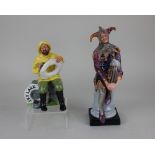 Two Royal Doulton figures, The Jester and the Boatman, HN2016 25cm and HN2417 17cm