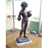 After F De Luca, a modern metal Classical figure of a boy water carrier on rectangular base,