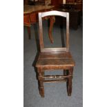 A small 'lacemaker's' occasional chair with open back and hard seat on turned supports