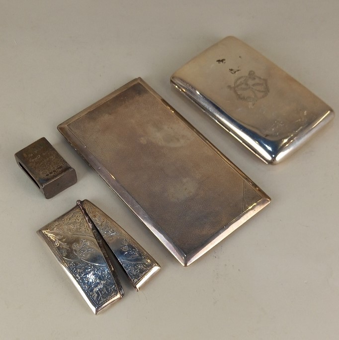 An Edward VII silver cigarette box with engraved initials, Chester 1906, a Chinese silver