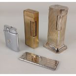 A Dunhill silver plated 'Tallboy' lighter 7cm high, and a Dunhill gold plated lighter US RE 24163