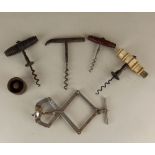 A Brevete Perfect compound lever chrome corkscrew see F&B Ellis, Corkscrews, p122, four other
