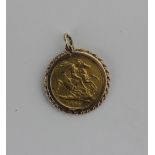 A Queen Victoria gold half sovereign dated 1901 in 9ct gold loose pendant mount