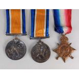 Three First World War medals comprising a War medal awarded to PLY 20277 PTE A W GRANTHAM RMLI, a